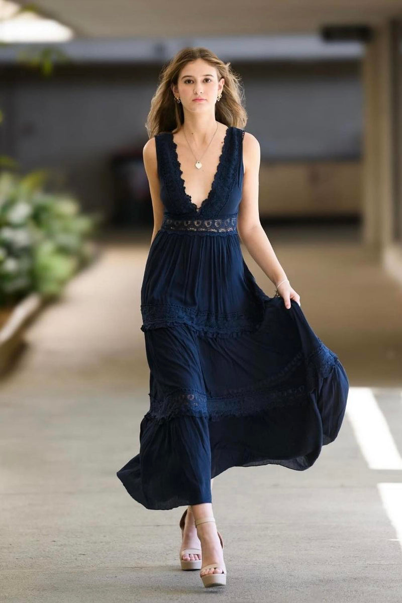 maxi dress runway Kilentar Jade Fringed Cotton Maxi Dress