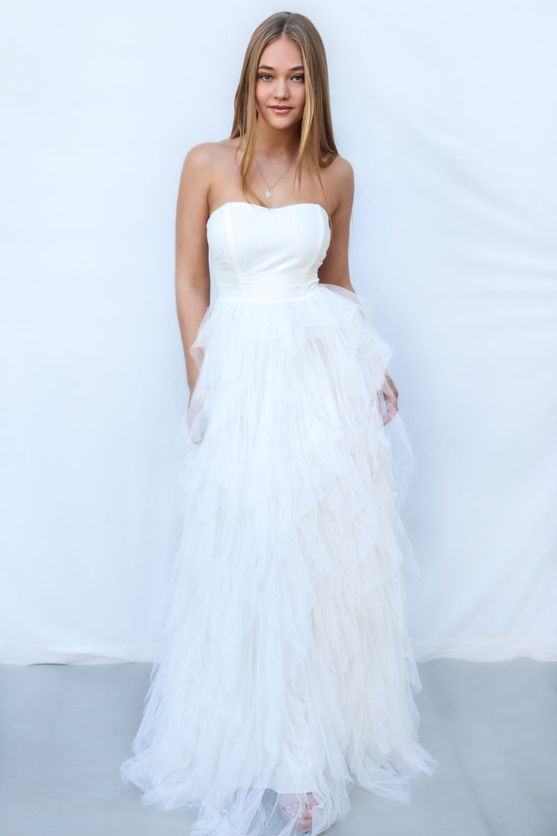 Elfie Maxi Wedding Dress Ivory White Tulle Princess Formal Gown Prom Runway Goddess Elfie Maxi Wedding Dress Ivory White Tulle Princess Formal Gown Prom Runway Goddess