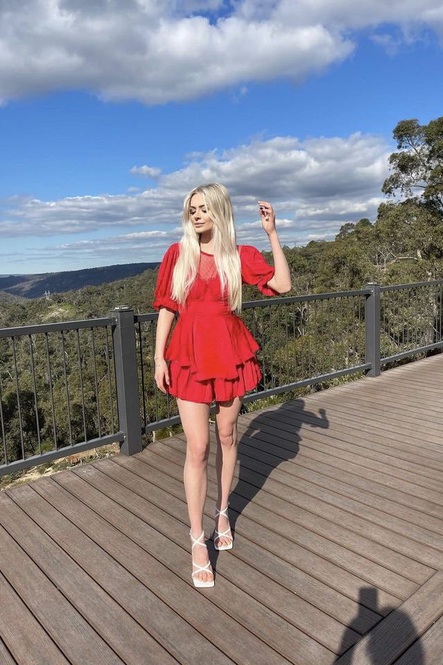 Bridgerton Playsuit - Cute Puff Sleeve Frilled Mini Red Playsuit Runway Goddess Bridgerton Playsuit - Cute Puff Sleeve Frilled Mini Red Playsuit Runway Goddess