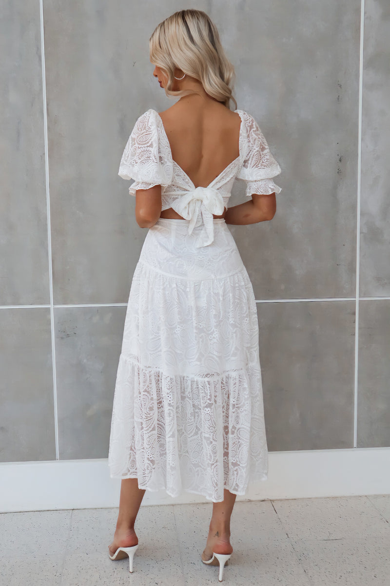 Lace White Backless Sundress Billie Lace Midi Dress White Picnic