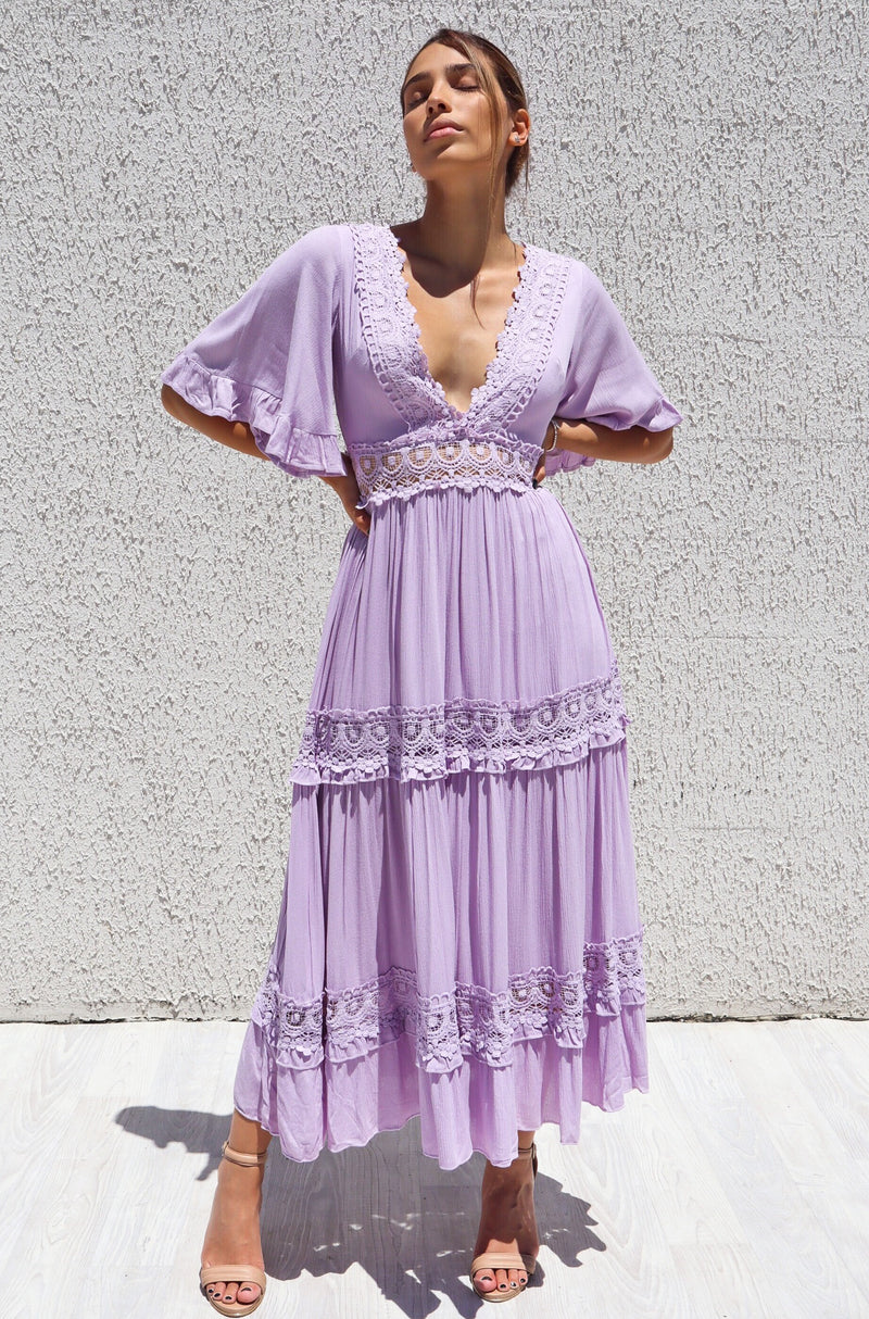 boho dress purple Charlotte Boho Midi