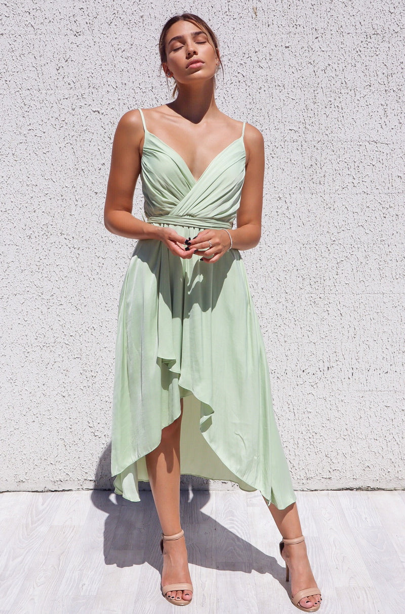 Cloud Nine Dress - Semi Formal Wedding Pistachio Green Stunning Midi Runway Goddess Cloud Nine Dress - Semi Formal Wedding Pistachio Green Stunning Midi Runway Goddess