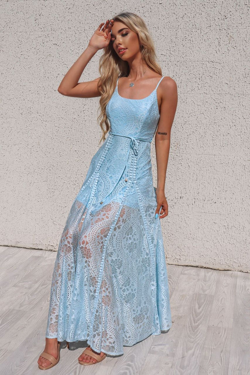 Stunning Formal Leticia Lace Maxi Dress Baby Blue – Runway Goddess