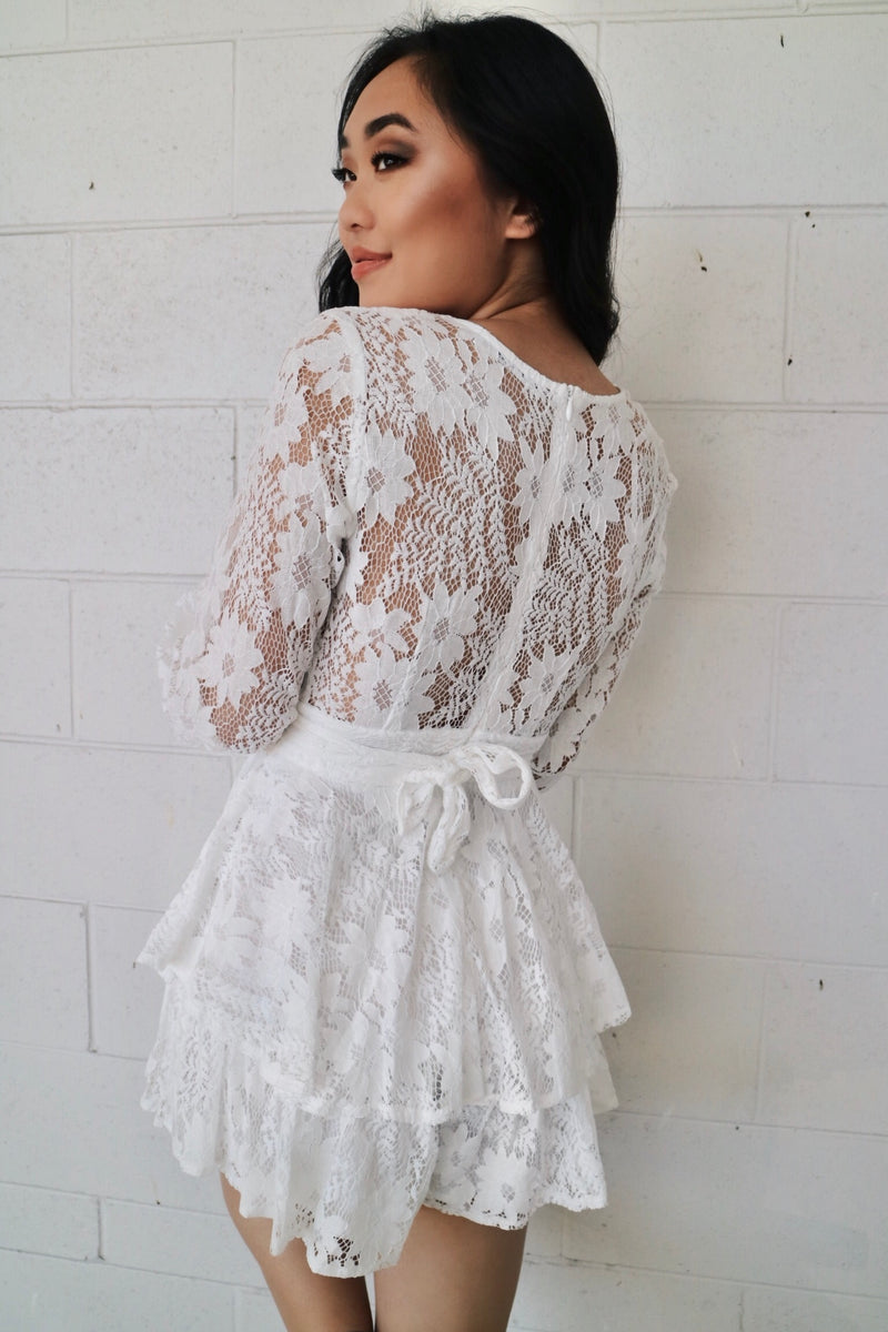 Monaco Lace Playsuit White