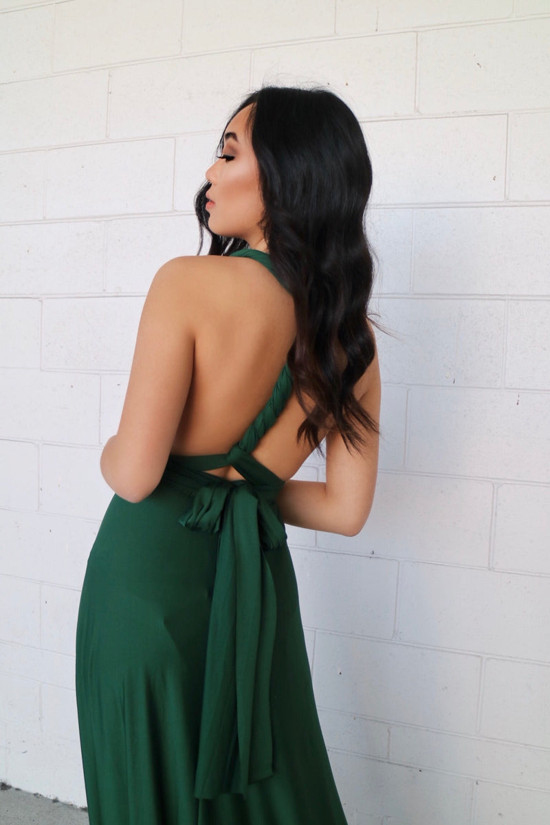 Pandora Multiway Gown - Green Jersey Bridesmaid Formal Dress Runway Goddess Pandora Multiway Gown - Green Jersey Bridesmaid Formal Dress Runway Goddess