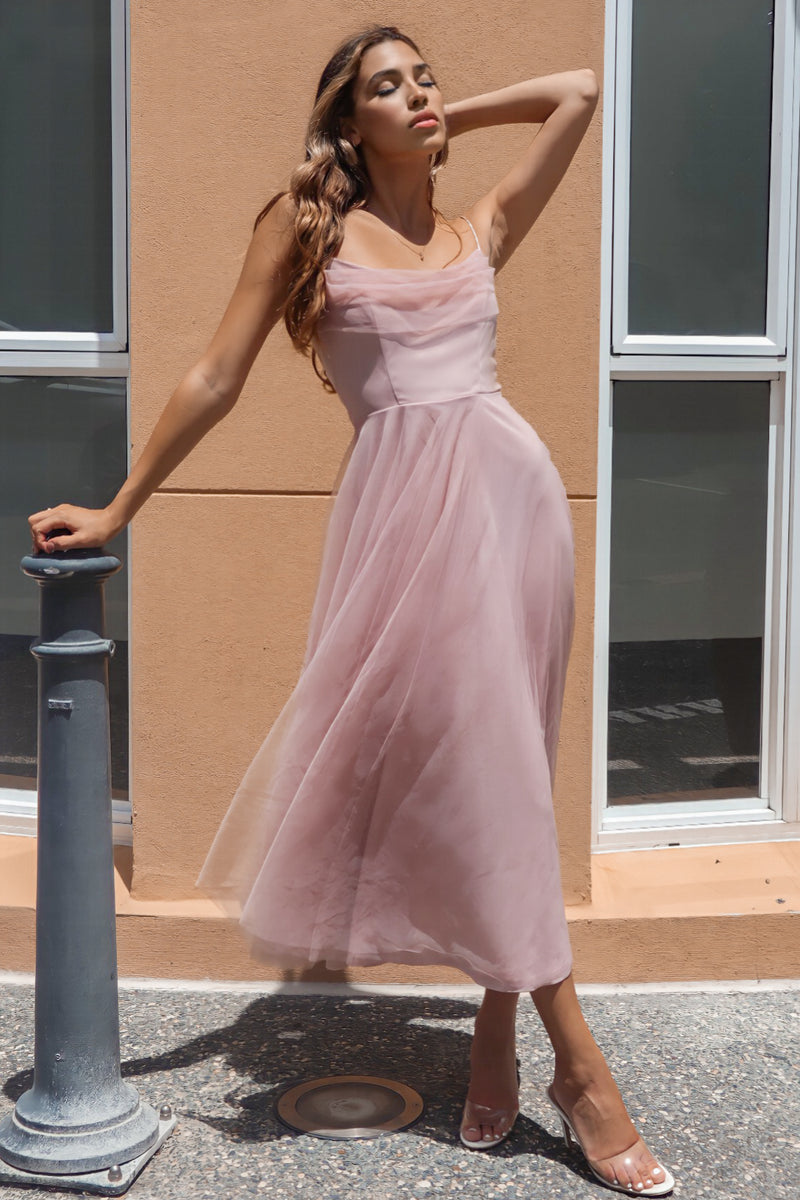 Latisha Tulle Midi Dress Blush Pink - Main Image