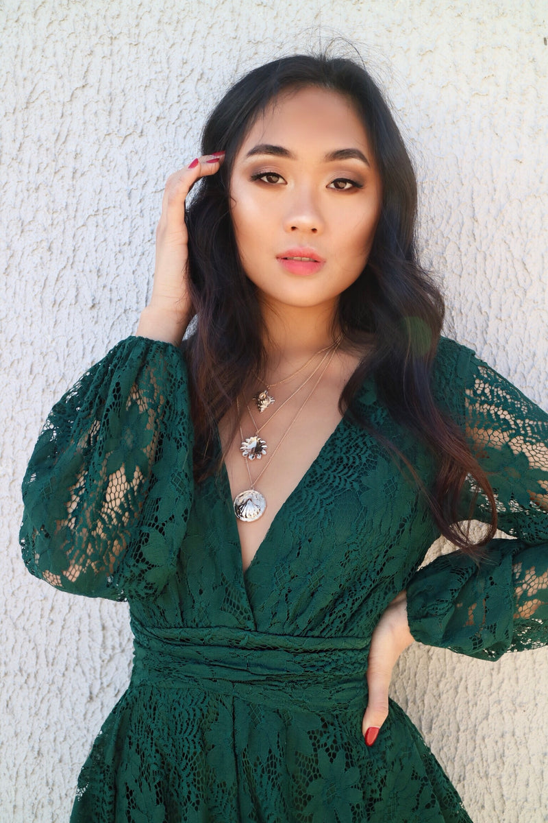 New look green lace playsuit hotsell