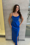 Kiki Satin Formal Dress - Cobalt/Navy