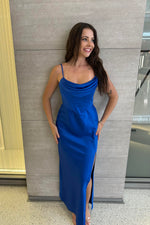 Kiki Satin Formal Dress - Cobalt/Navy