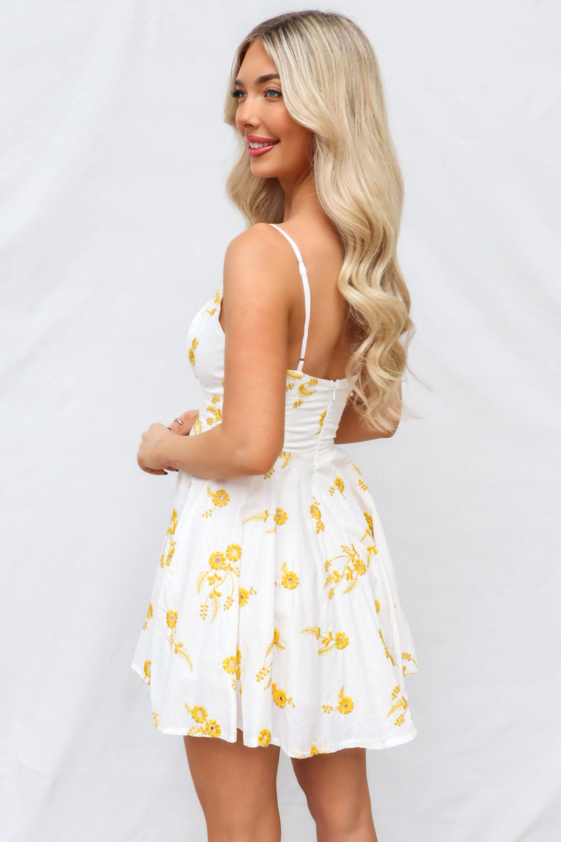 Aneera Mini Dress - Yellow Floral