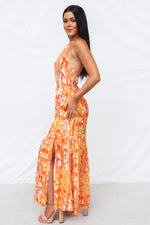 Calypso Maxi Dress - Orange Print