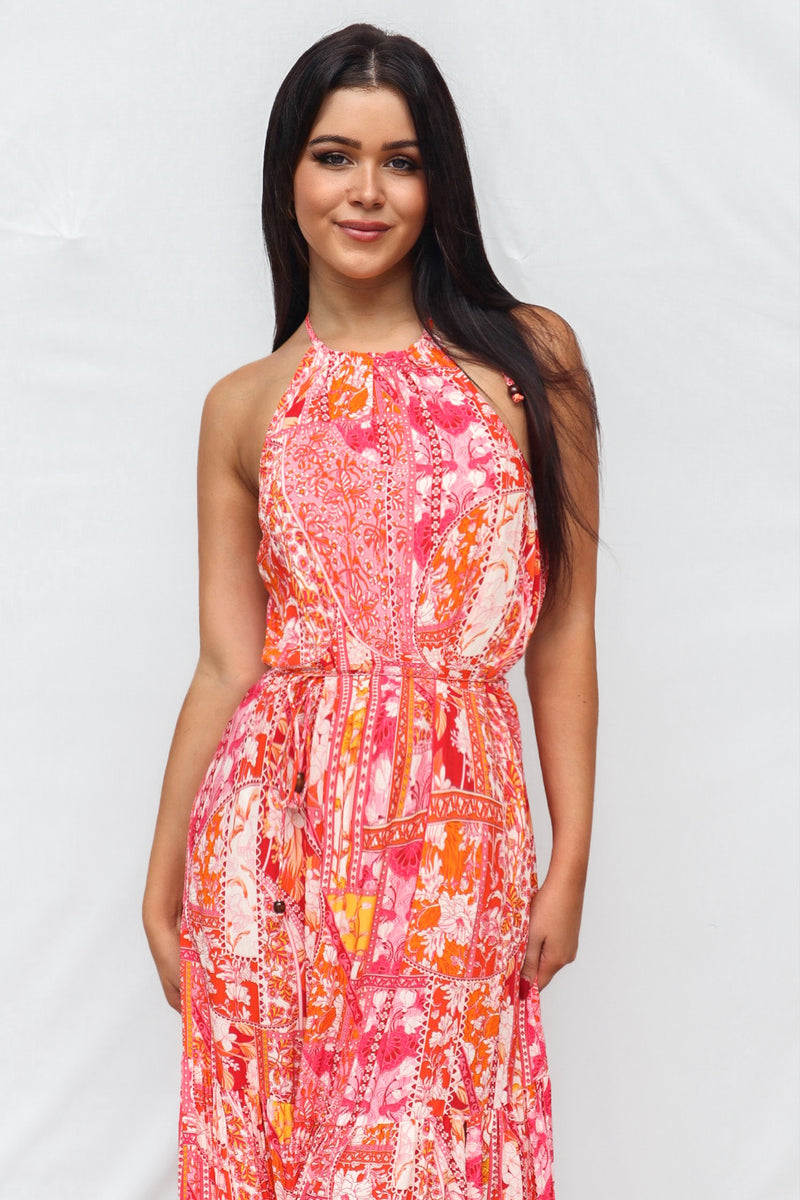 Calypso Maxi Dress - Pink Print