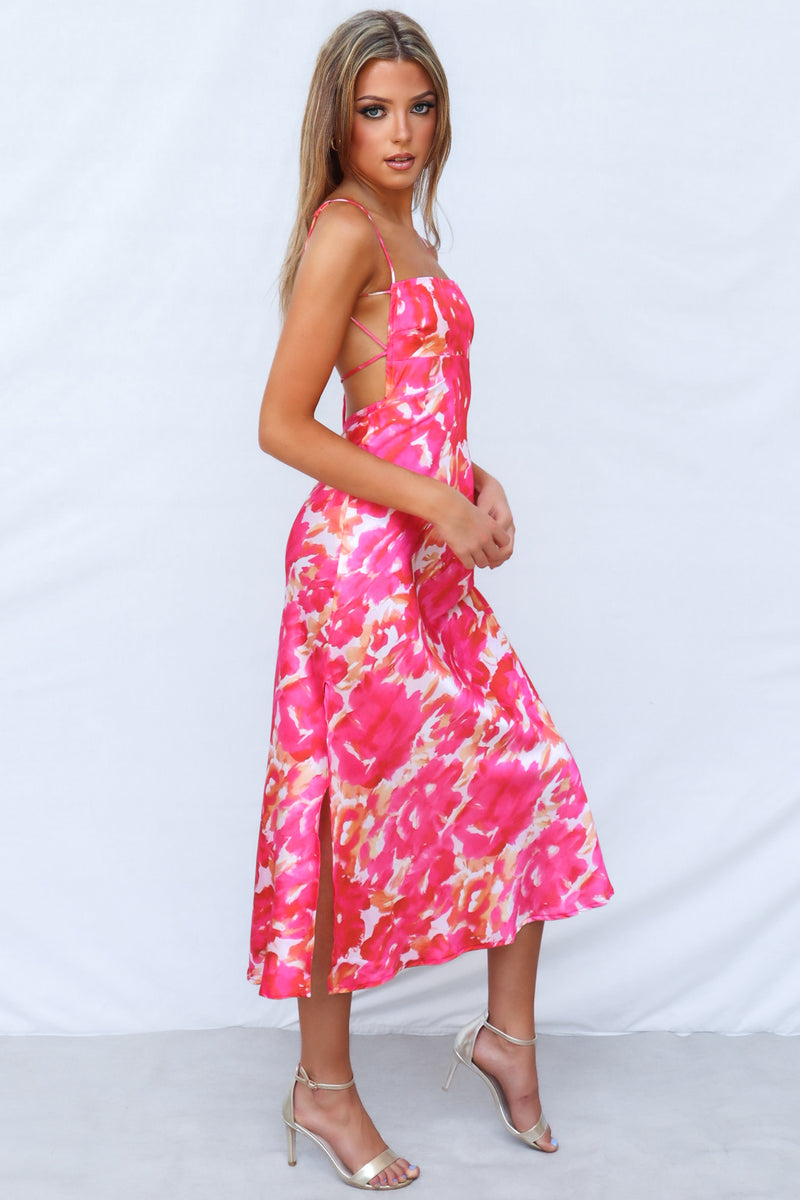 Catherine Midi Dress - Pink Multi