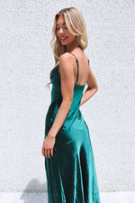 Celine Satin Midi - Forest Emerald Green