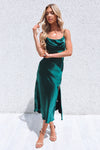 Celine Satin Midi - Forest Emerald Green