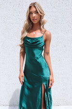 Celine Satin Midi - Forest Emerald Green