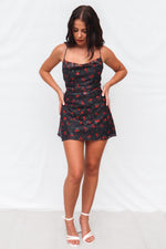 Charly Mini Dress - Black Roses