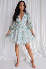 Dela Mini Dress - Sage/White Floral