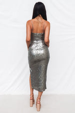 Ebony Midi Dress - Silver Sequin