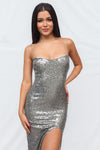 Ebony Midi Dress - Silver Sequin