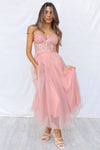 Ellen Tulle Midi Dress - Blush Pink