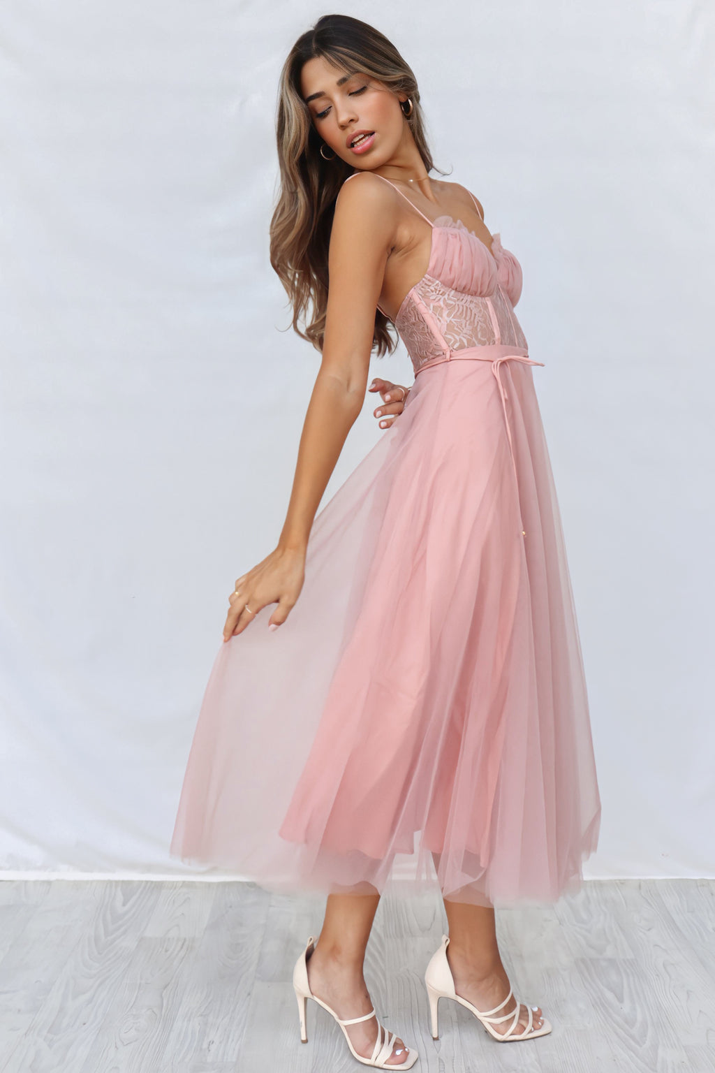 Ellen Tulle Midi Dress - Blush Pink