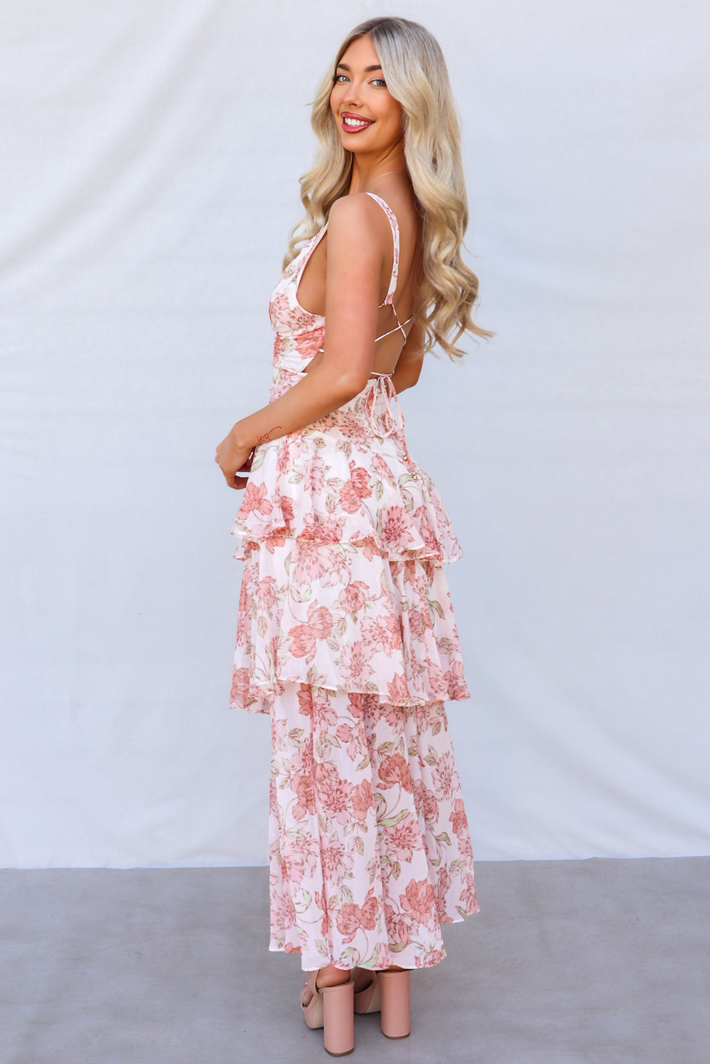 Elleny Maxi Dress - Peach Floral