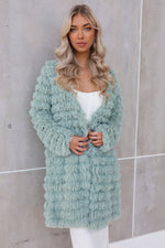 Felix Faux Fur Jacket Coat - Sage Green