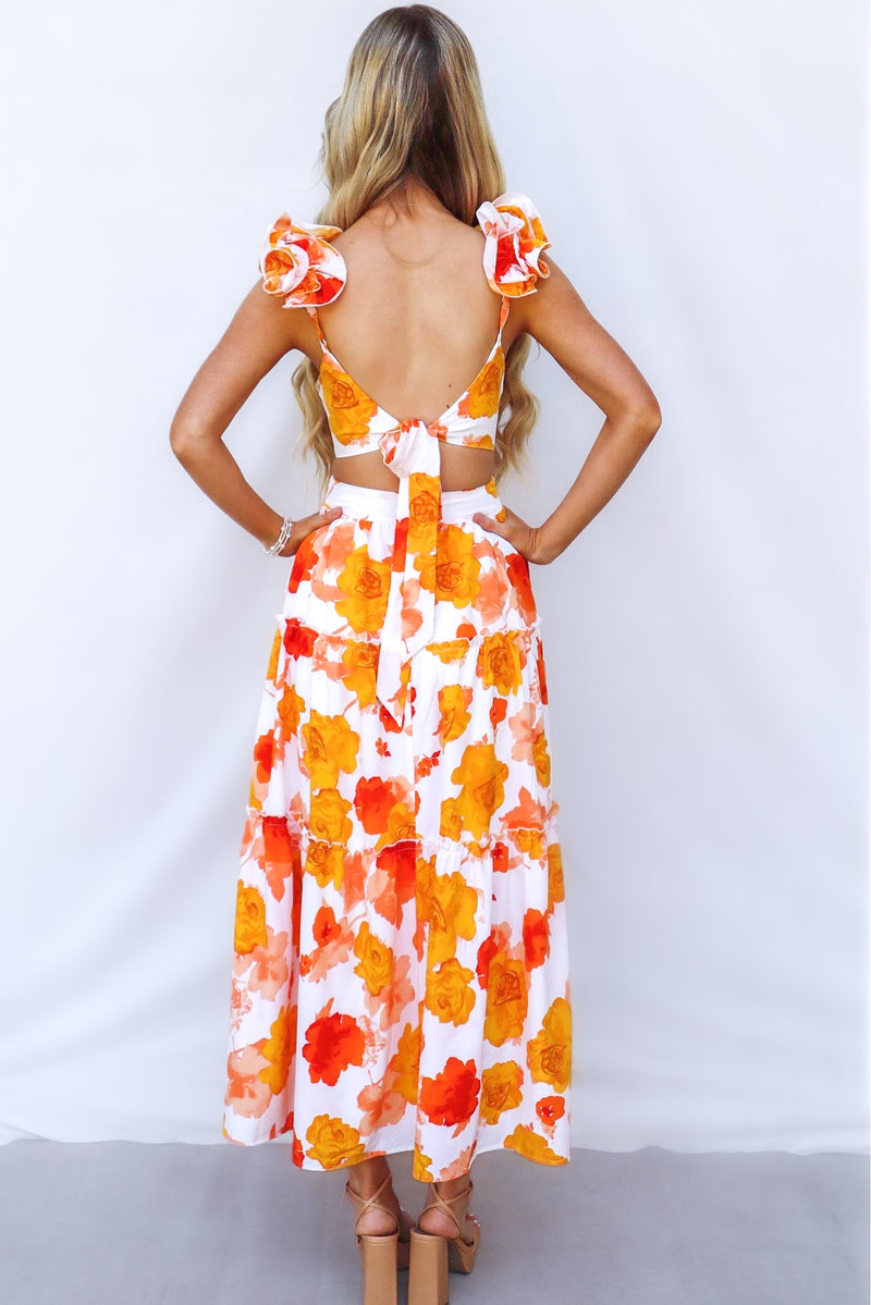 Giselle Maxi Dress - Orange Floral