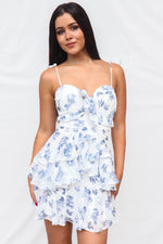 Hanni Mini Dress - Blue Floral