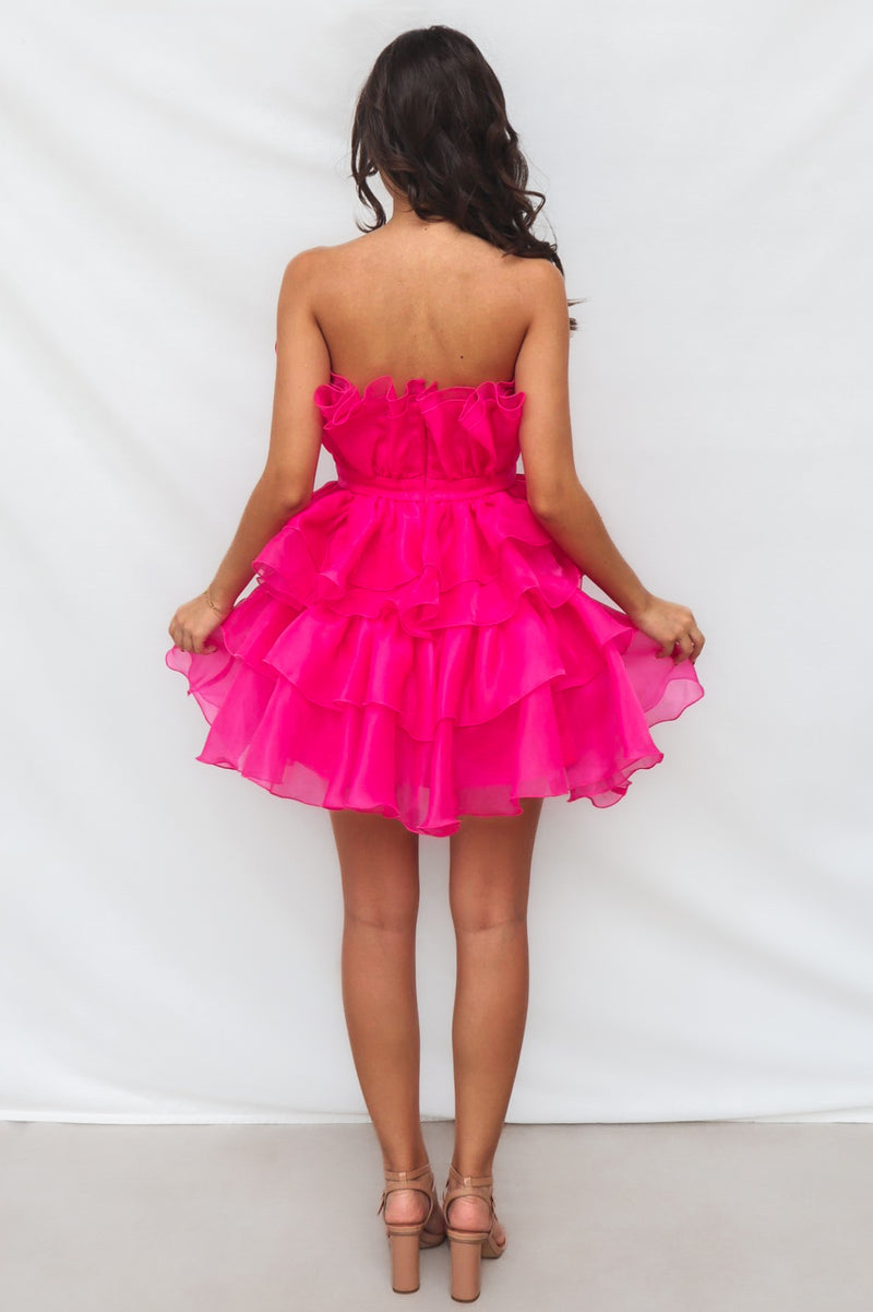 rule the runway hot pink tulle bustier tiered mini dress Pink Tulle Dress - Pink Tiered Maxi Dress - Bustier Maxi Dress