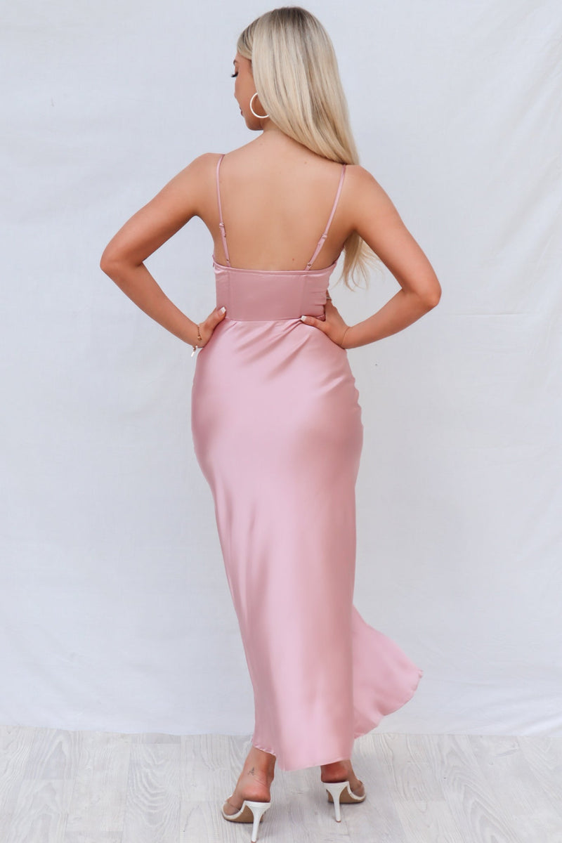 Kiki Satin Formal Dress - Blush Pink