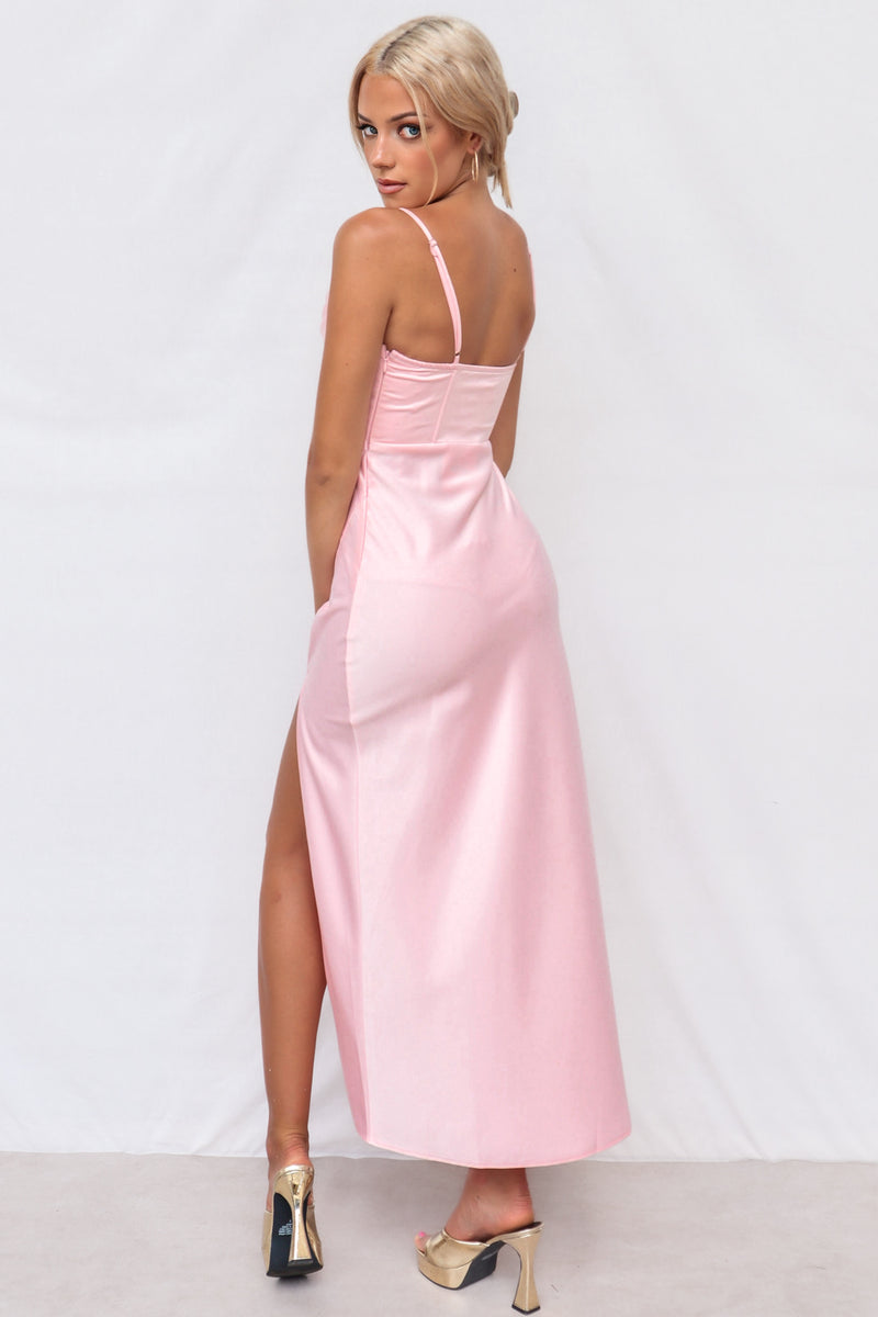 Kiki Satin Formal Dress - Blush Pink