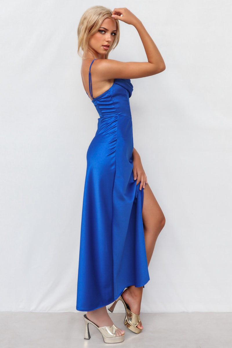 Kiki Satin Formal Dress - Cobalt/Navy