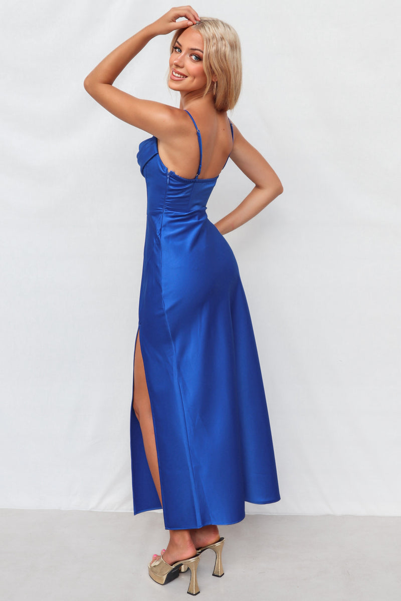 Kiki Satin Formal Dress - Cobalt/Navy