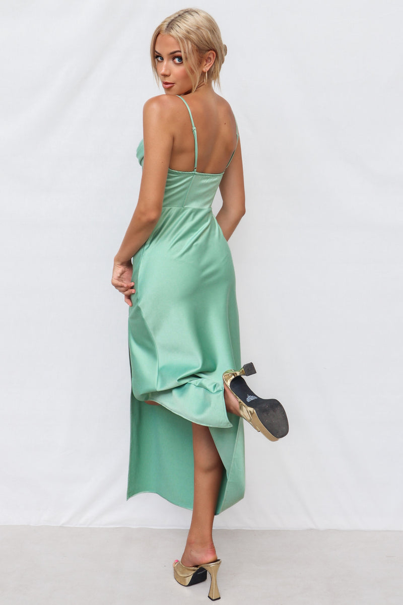 Kiki Satin Formal Dress - Sage