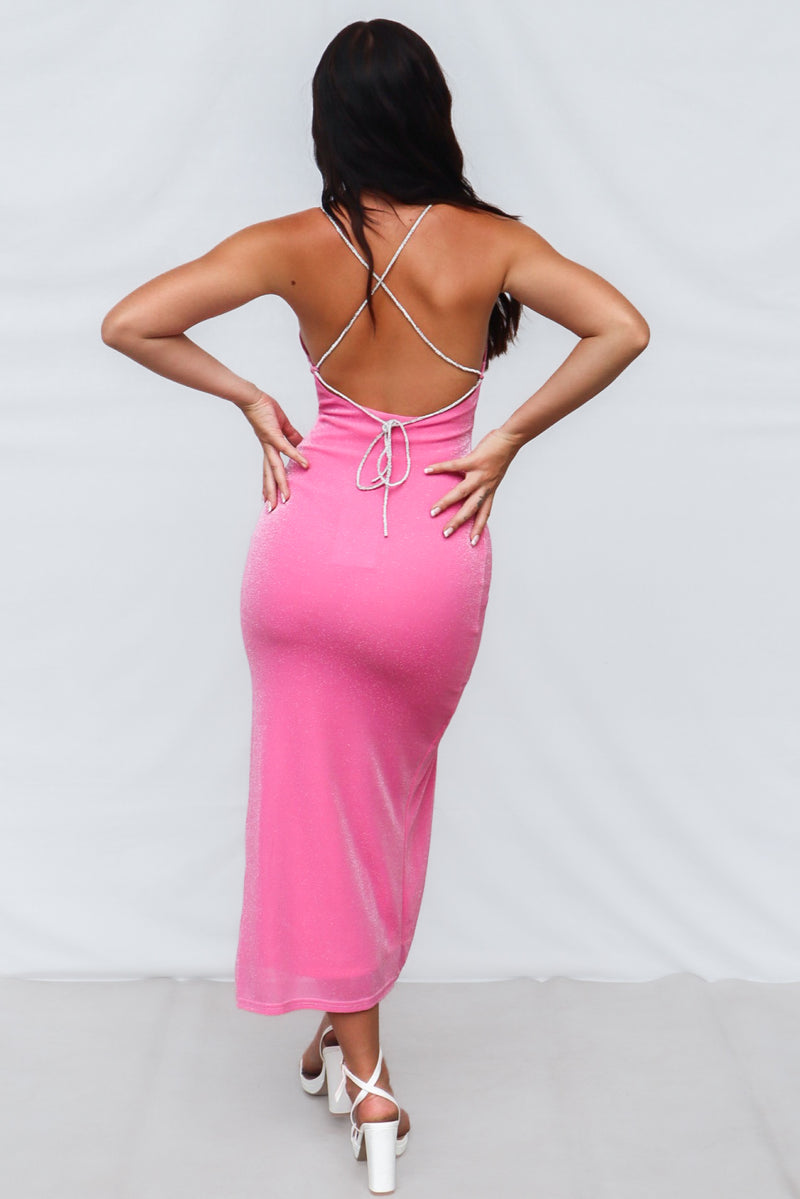Marzia Maxi Dress - Hot Pink Shimmer