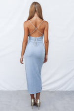 Marzia Maxi Dress - Silver Blue Shimmer
