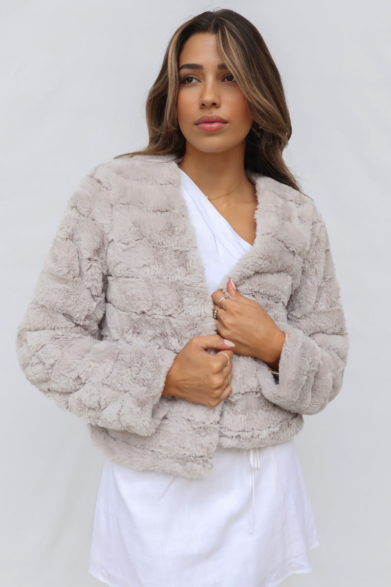 Misty Faux Fur Jacket - Light Grey Fluffy Soft Winter Warm Coat – Runway  Goddess