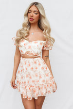 Monet Mini Dress - Peach Floral