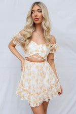 Monet Mini Dress - Yellow Floral