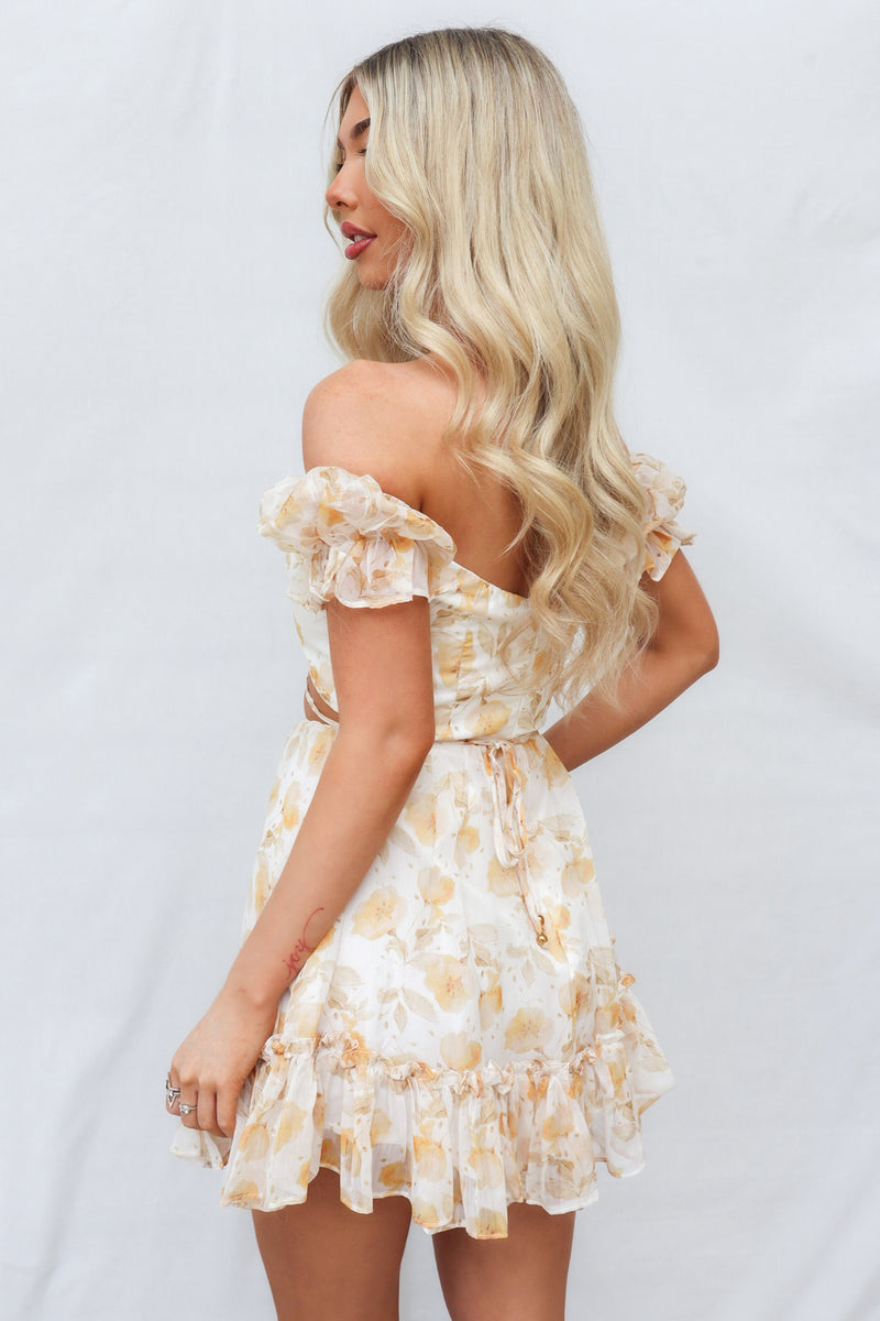 Monet Mini Dress - Yellow Floral