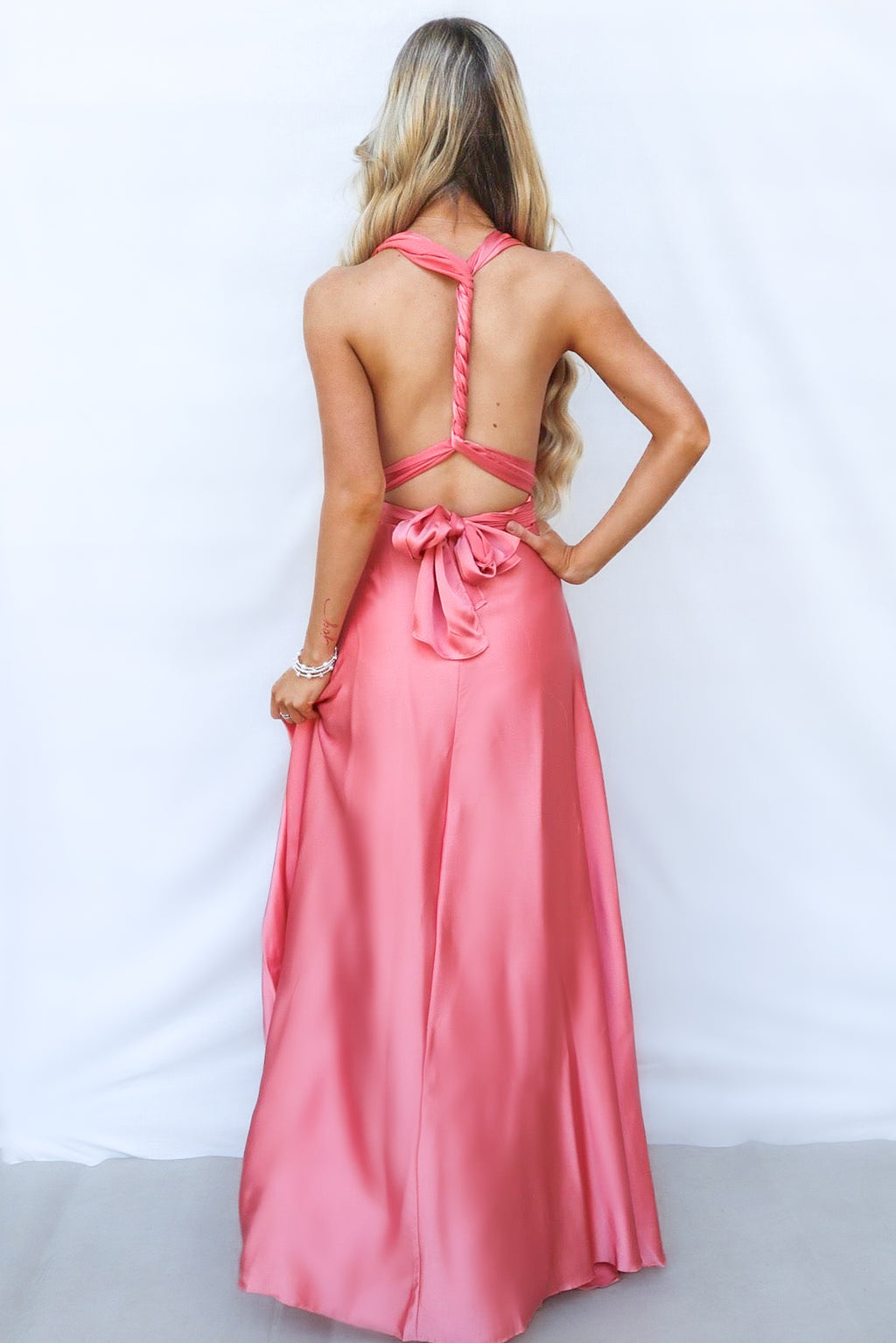 Pandora Multiway Gown - Rose Pink Satin