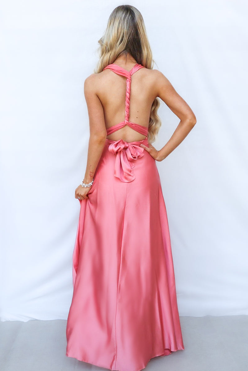 Pandora Multiway Gown - Rose Pink Satin