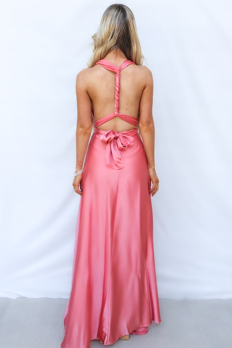 Pandora Multiway Gown - Rose Pink Satin