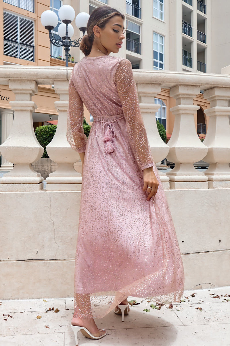 Gabrielle Glitter Gown - Blush Pink