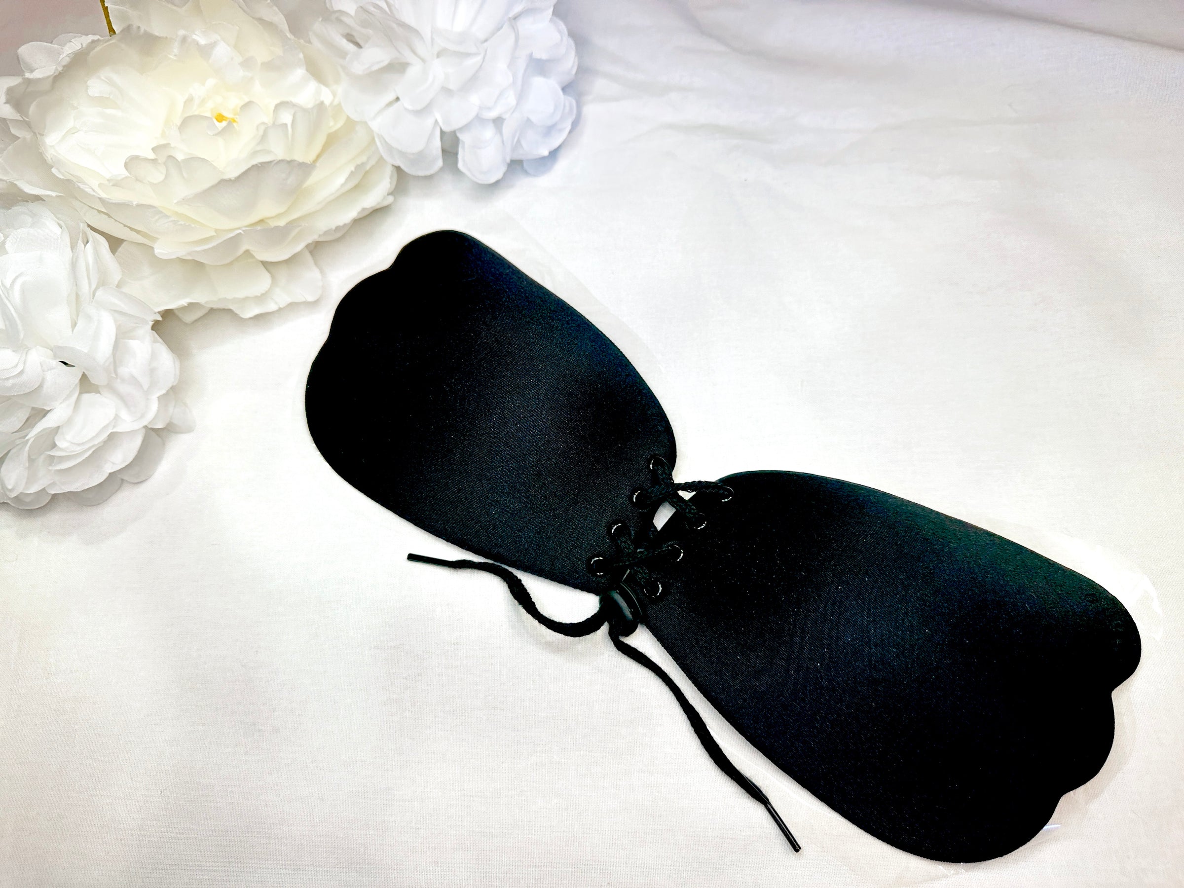 Lace-Up Sticky Bra Corset Adhesive Bra Black – Runway Goddess