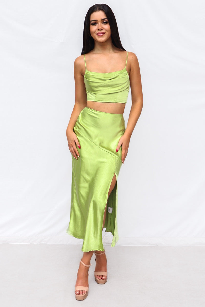 rihanna green silk dress AW Rihanna Dress