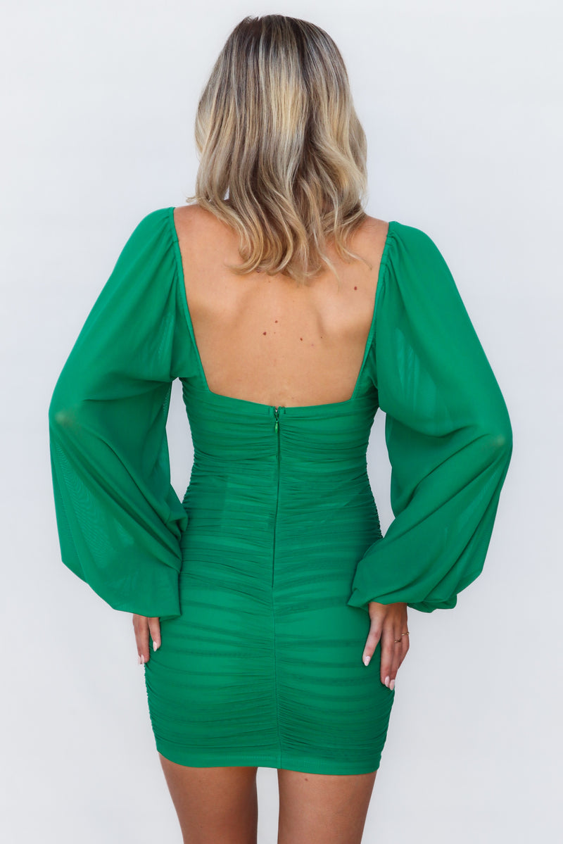 Robbie Mini Dress - Green Mesh Long Sleeve Cocktail Bodycon Mini Runway Goddess Robbie Mini Dress - Green Mesh Long Sleeve Cocktail Bodycon Mini Runway Goddess