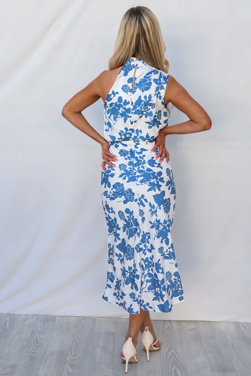 Sherie Midi Dress - Blue/White Floral